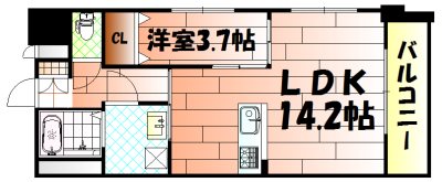 間取り：角部屋４２．５５㎡
