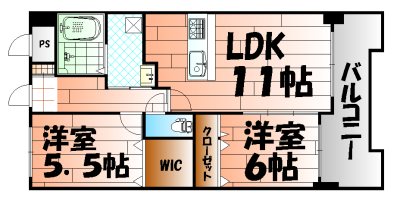 間取り：2LDKファミリータイプのお部屋です。