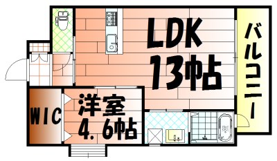間取り：1LDKの間取り。