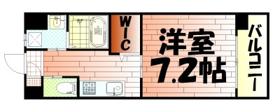間取り：7.2帖の洋室。