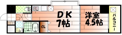 間取り：１ＤＫ角部屋