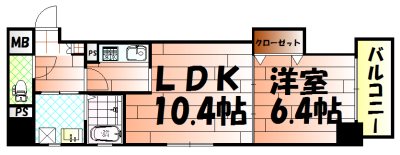 間取り：1LDK・角部屋の間取りです。