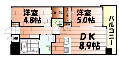 間取り：2DKタイプのお部屋