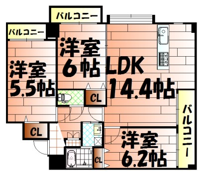 間取り：人気の2LDK+納戸